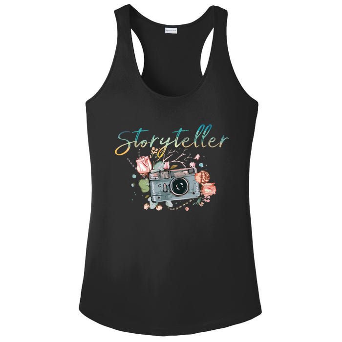 Storyteller Camera Photography Photographer Cameraman Gift Ladies PosiCharge Competitor Racerback Tank