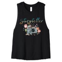 Storyteller Camera Photography Photographer Cameraman Gift Women's Racerback Cropped Tank