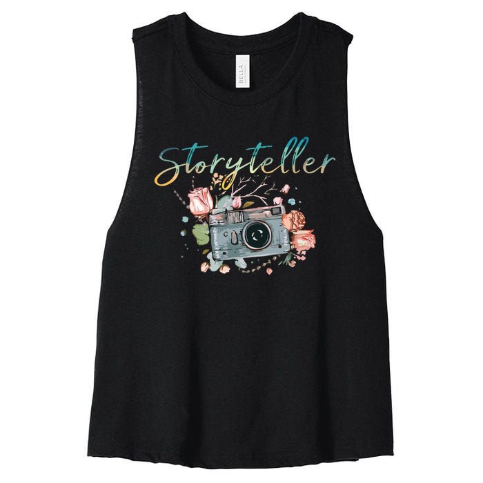 Storyteller Camera Photography Photographer Cameraman Gift Women's Racerback Cropped Tank