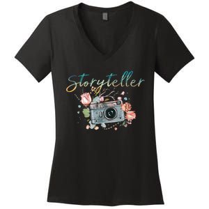 Storyteller Camera Photography Photographer Cameraman Gift Women's V-Neck T-Shirt