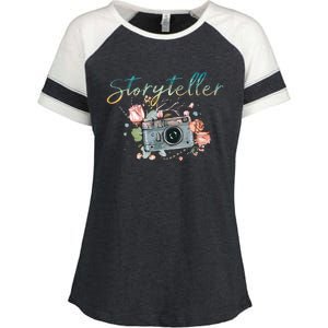 Storyteller Camera Photography Photographer Cameraman Gift Enza Ladies Jersey Colorblock Tee