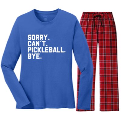 Sorry Can´T Pickleball Bye Funny Pickleball Great Gift Women's Long Sleeve Flannel Pajama Set 