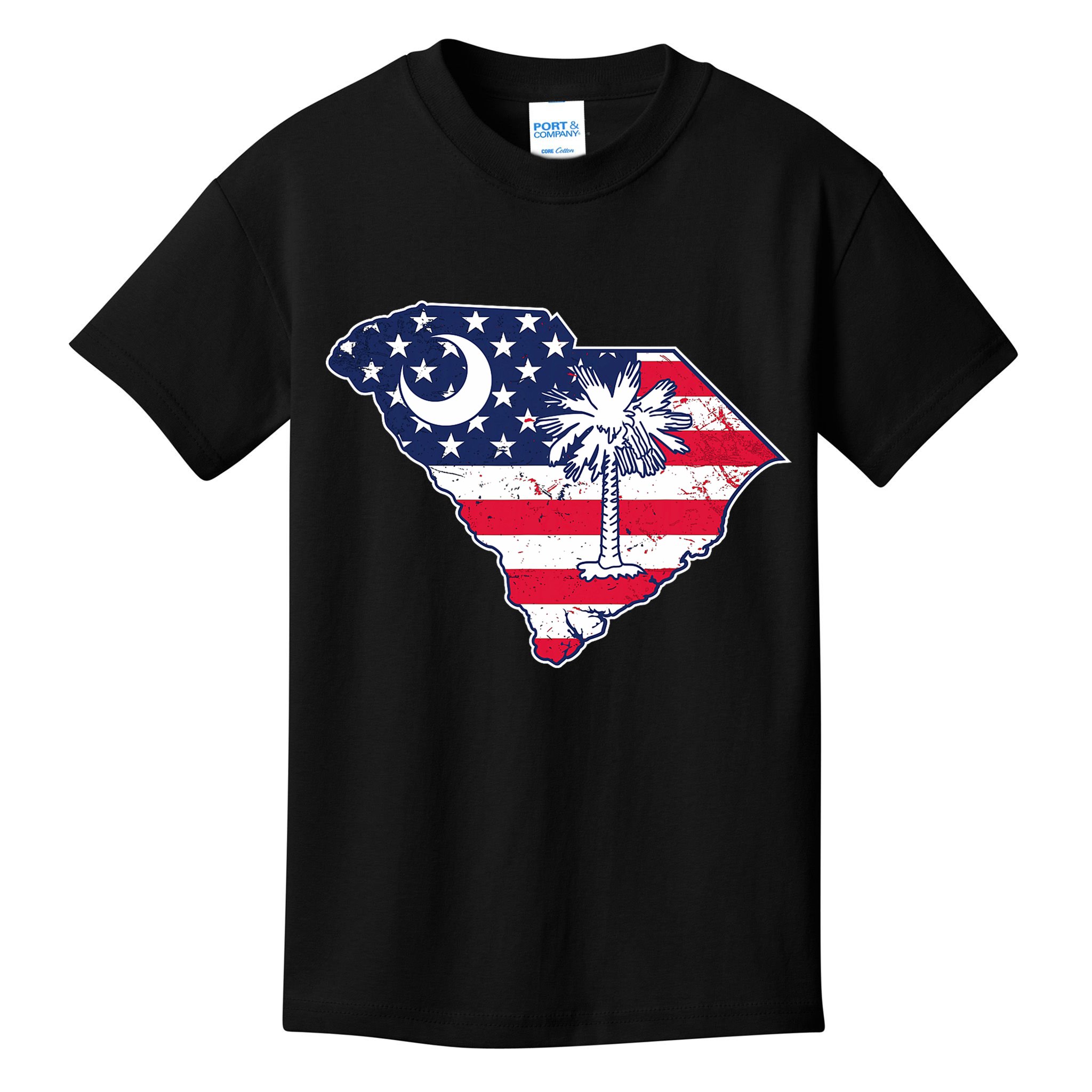 South Carolina Palmetto American Flag Patriotic Vintage Kids T-Shirt