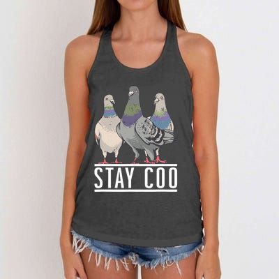 Stay Coo Pigeon Lover Animal Lover Birds Owner Women's Knotted Racerback Tank