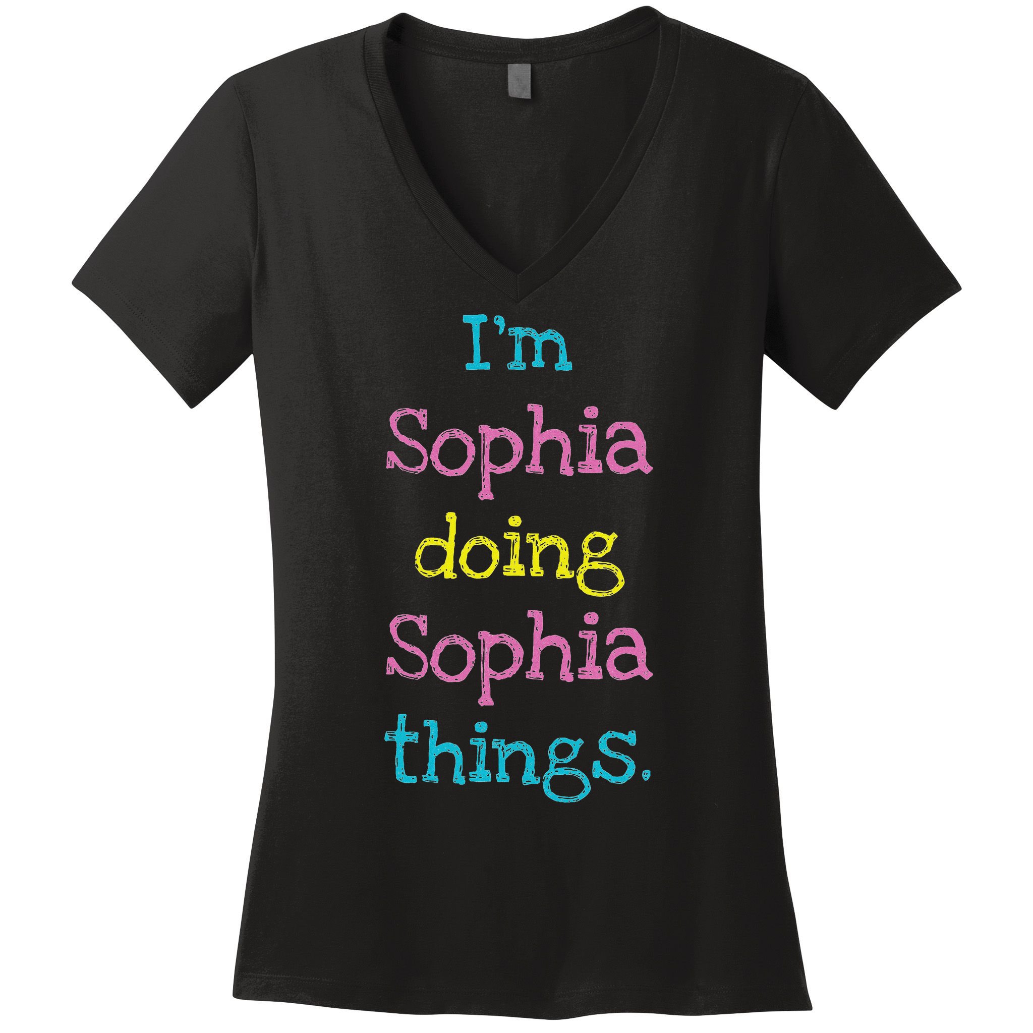 Sophia Cute Personalized Text S Top For Women's V-Neck T-Shirt