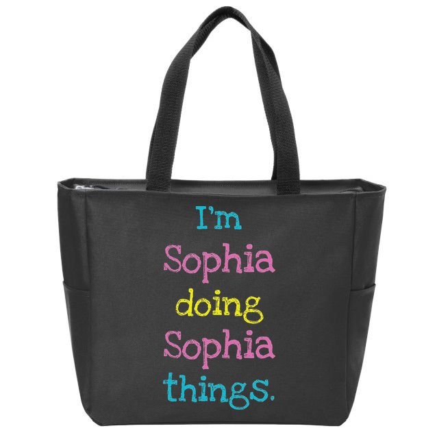 Sophia Cute Personalized Text S Top For Zip Tote Bag