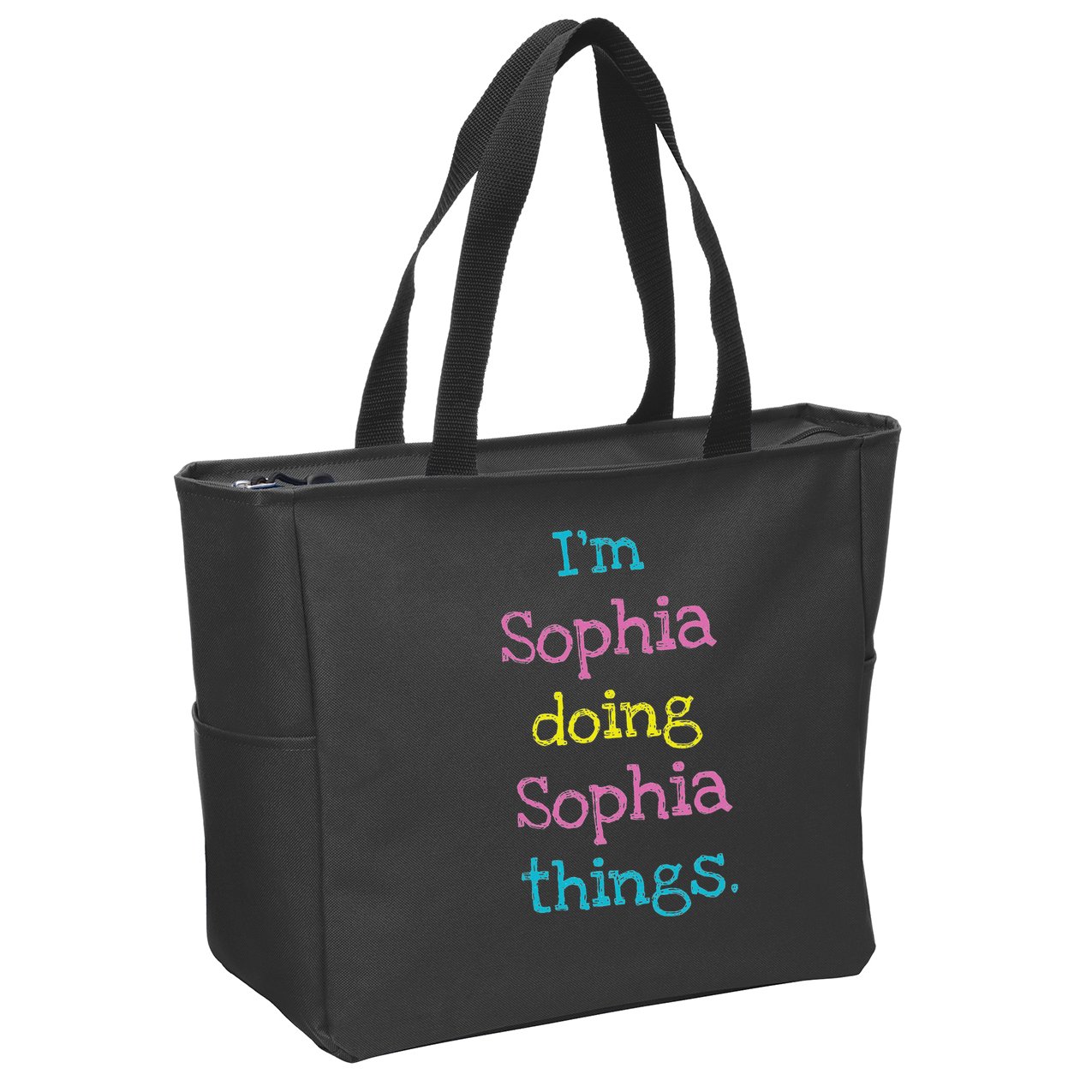 Sophia Cute Personalized Text S Top For Zip Tote Bag
