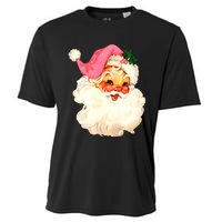 Santa Claus Pink Christmas Face Old Xmas Vintage Pink Santa Cooling Performance Crew T-Shirt