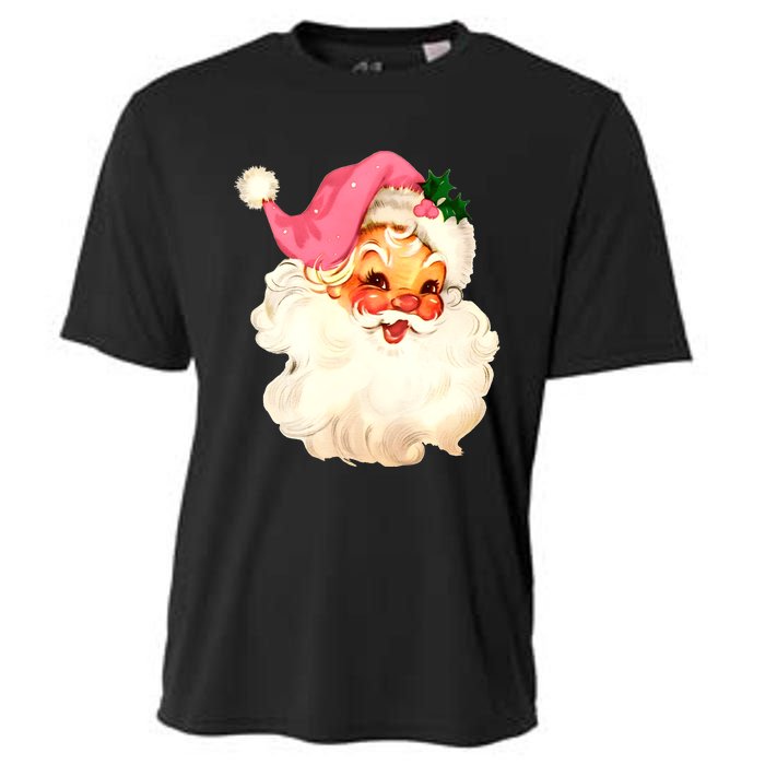 Santa Claus Pink Christmas Face Old Xmas Vintage Pink Santa Cooling Performance Crew T-Shirt