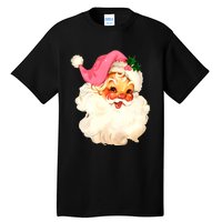 Santa Claus Pink Christmas Face Old Xmas Vintage Pink Santa Tall T-Shirt