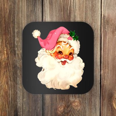 Santa Claus Pink Christmas Face Old Xmas Vintage Pink Santa Coaster