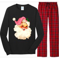 Santa Claus Pink Christmas Face Old Xmas Vintage Pink Santa Long Sleeve Pajama Set