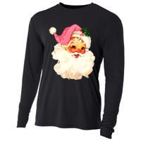 Santa Claus Pink Christmas Face Old Xmas Vintage Pink Santa Cooling Performance Long Sleeve Crew