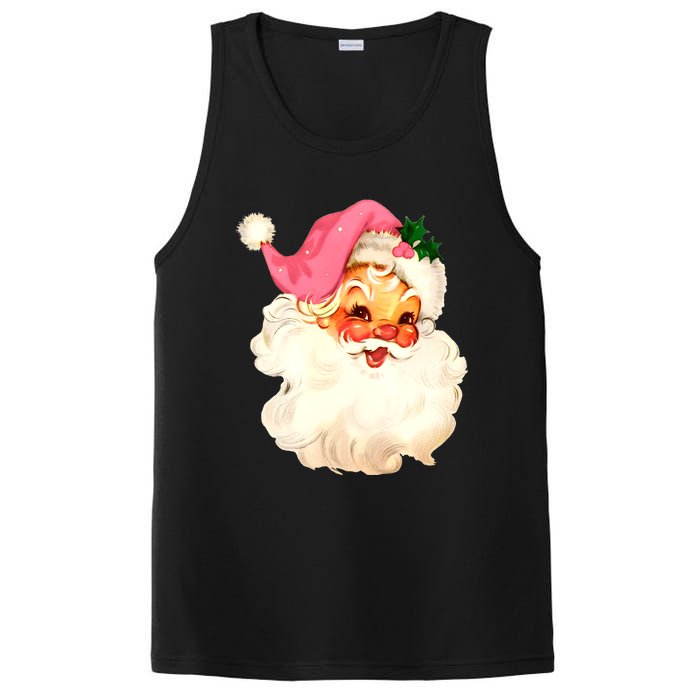 Santa Claus Pink Christmas Face Old Xmas Vintage Pink Santa PosiCharge Competitor Tank