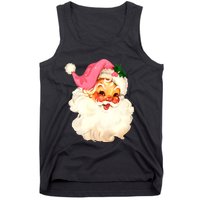 Santa Claus Pink Christmas Face Old Xmas Vintage Pink Santa Tank Top