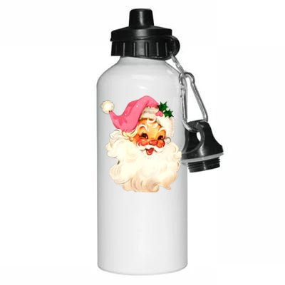 Santa Claus Pink Christmas Face Old Xmas Vintage Pink Santa Aluminum Water Bottle 