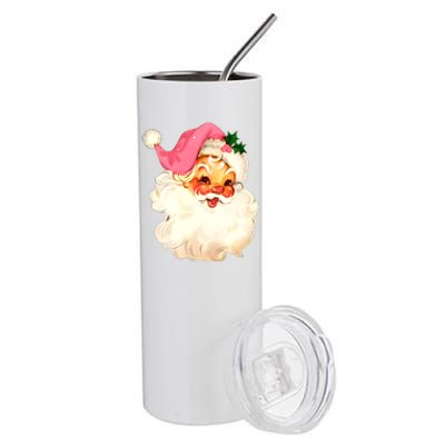 Santa Claus Pink Christmas Face Old Xmas Vintage Pink Santa Stainless Steel Tumbler