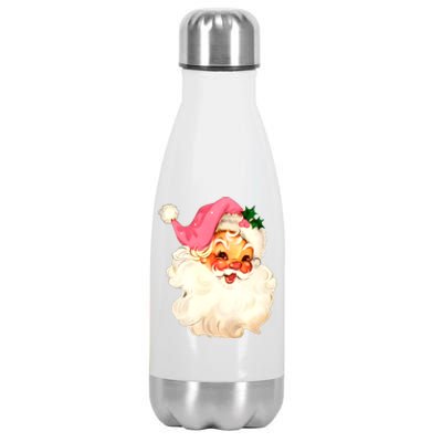 Santa Claus Pink Christmas Face Old Xmas Vintage Pink Santa Stainless Steel Insulated Water Bottle