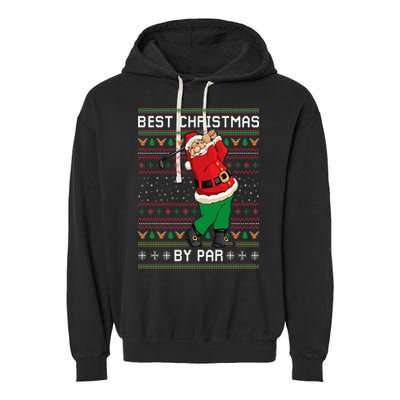 Santa Claus Playing Golf Funny Ugly Christmas Gofl Novelty Garment-Dyed Fleece Hoodie