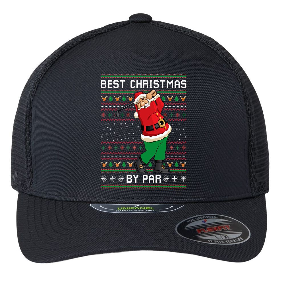 Santa Claus Playing Golf Funny Ugly Christmas Gofl Novelty Flexfit Unipanel Trucker Cap