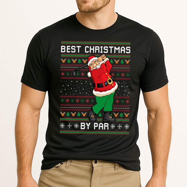 Santa Claus Playing Golf Funny Ugly Christmas Gofl Novelty Performance Shirt