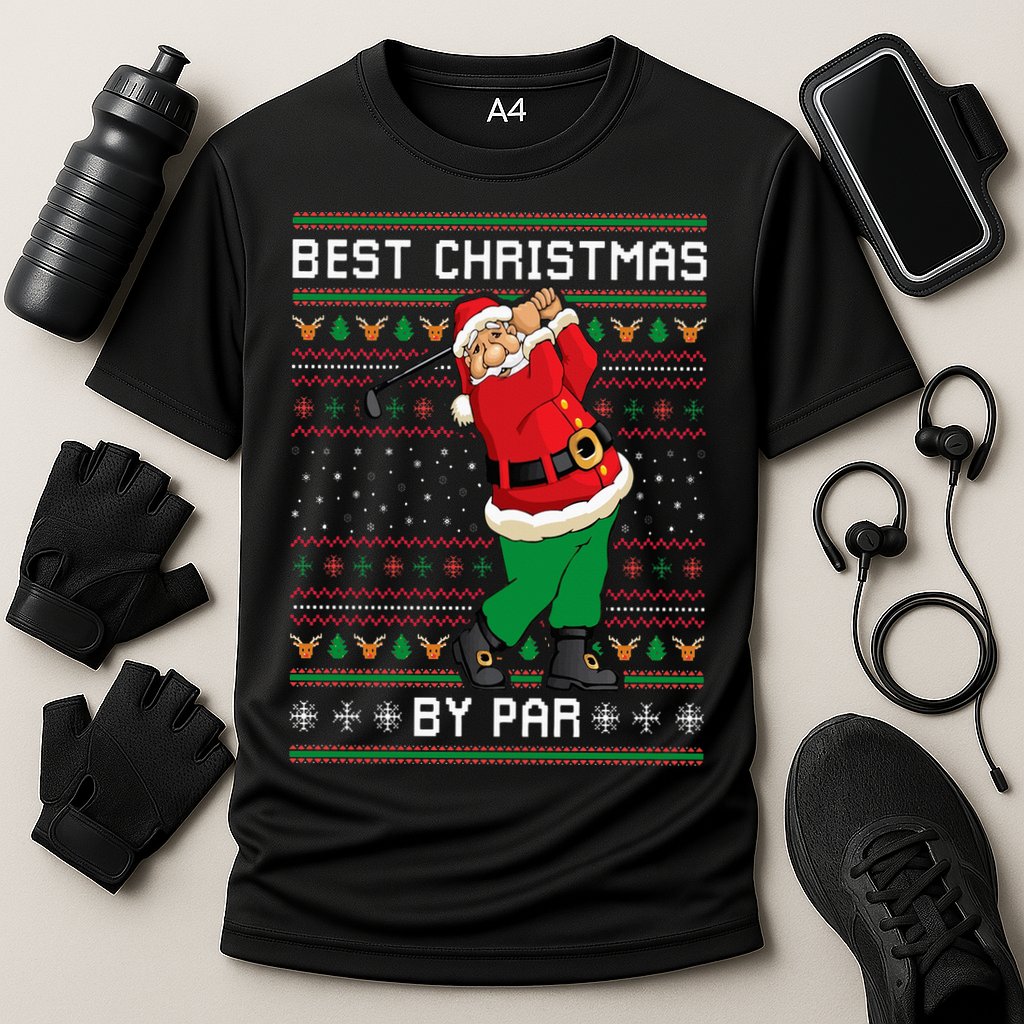 Santa Claus Playing Golf Funny Ugly Christmas Gofl Novelty Performance Shirt