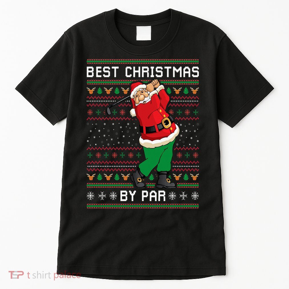 Santa Claus Playing Golf Funny Ugly Christmas Gofl Novelty Tall T-Shirt