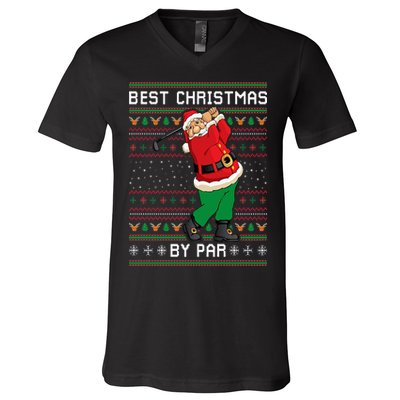 Santa Claus Playing Golf Funny Ugly Christmas Gofl Novelty V-Neck T-Shirt