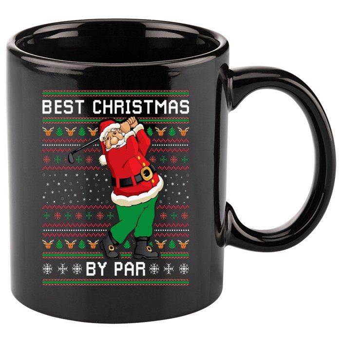 Santa Claus Playing Golf Funny Ugly Christmas Gofl Novelty 11oz C Handle Ceramic Mug