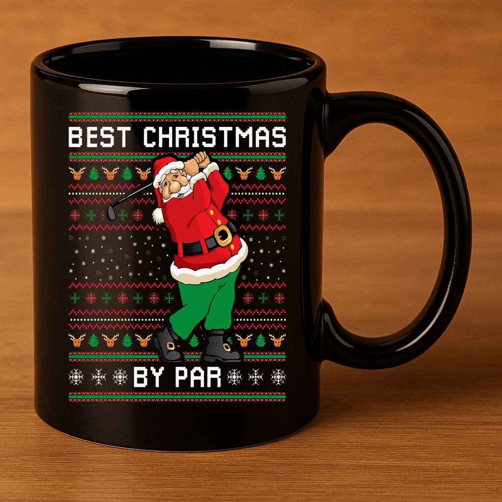 Santa Claus Playing Golf Funny Ugly Christmas Gofl Novelty 11oz C Handle Ceramic Mug