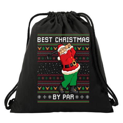Santa Claus Playing Golf Funny Ugly Christmas Gofl Novelty Drawstring Bag