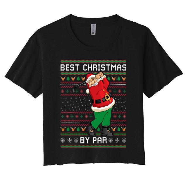 Santa Claus Playing Golf Funny Ugly Christmas Gofl Novelty Crop Top