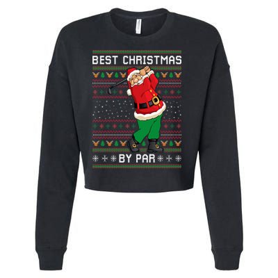 Santa Claus Playing Golf Funny Ugly Christmas Gofl Novelty Cropped Pullover Crew