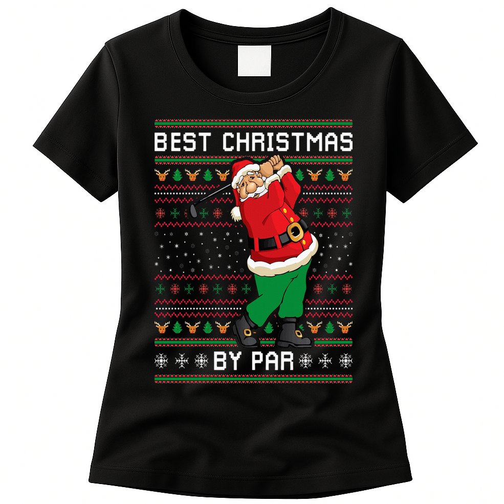 Santa Claus Playing Golf Funny Ugly Christmas Gofl Novelty Womens T-Shirt