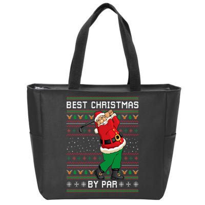 Santa Claus Playing Golf Funny Ugly Christmas Gofl Novelty Zip Tote Bag