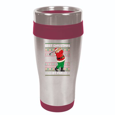 Santa Claus Playing Golf Funny Ugly Christmas Gofl Novelty 16oz Travel Tumbler