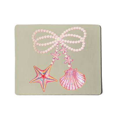 Summer Coquette Pearl Bow Vibes Beach Starfish Clam Mousepad