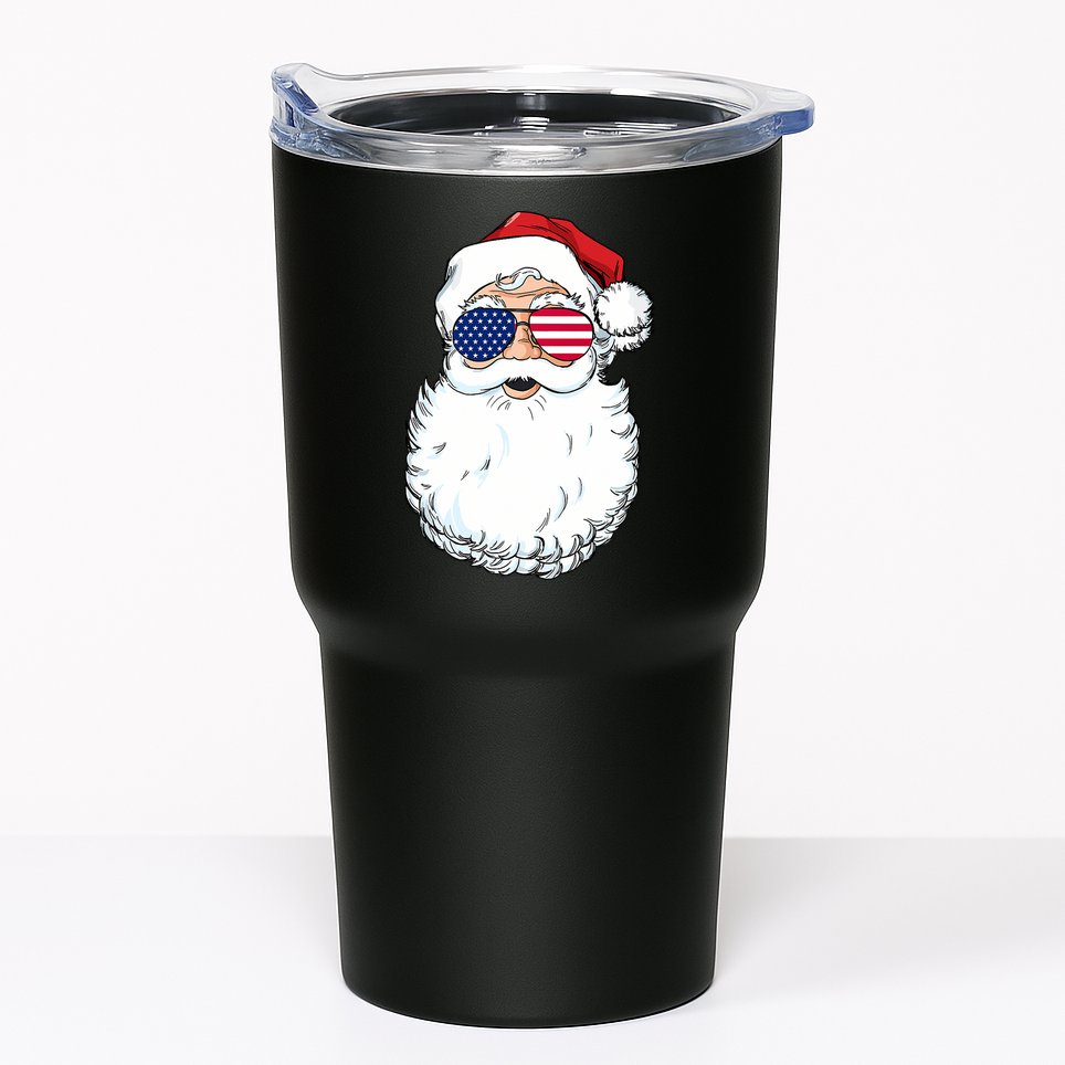 Santa Claus Patriotic USA Sunglasses Christmas In July Santa Tumbler