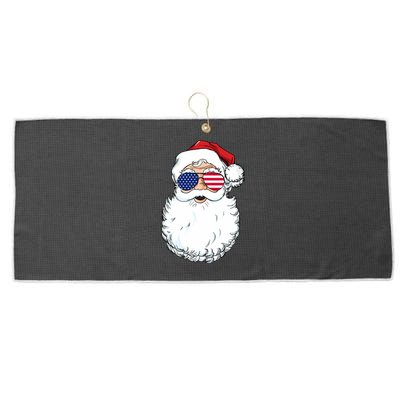 Santa Claus Patriotic USA Sunglasses Christmas In July Santa Large Microfiber Waffle Golf Towel