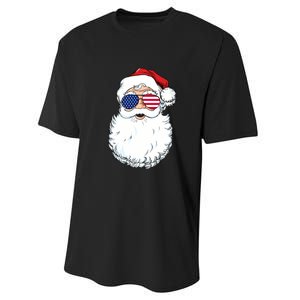 Santa Claus Patriotic USA Sunglasses Christmas In July Santa Performance Sprint T-Shirt