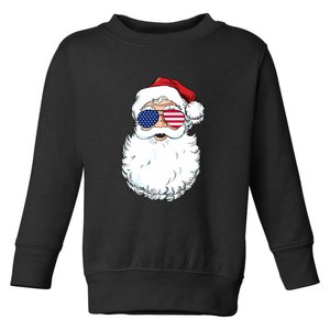 Santa Claus Patriotic USA Sunglasses Christmas In July Santa Toddler Sweatshirt