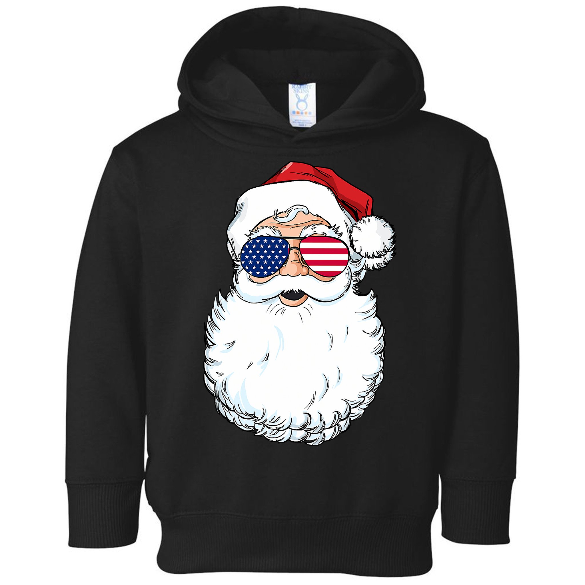 Santa Claus Patriotic USA Sunglasses Christmas In July Santa Toddler Hoodie