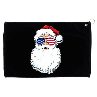 Santa Claus Patriotic USA Sunglasses Christmas In July Santa Grommeted Golf Towel