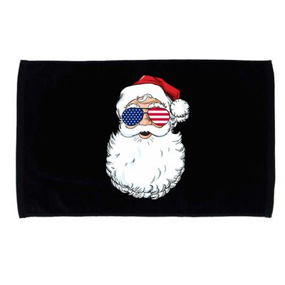 Santa Claus Patriotic USA Sunglasses Christmas In July Santa Microfiber Hand Towel