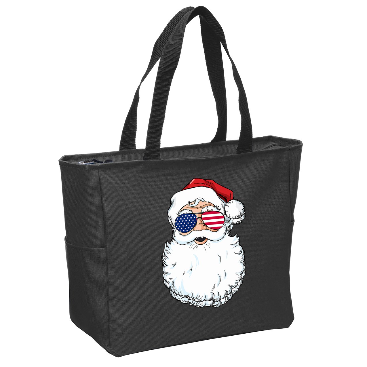 Santa Claus Patriotic USA Sunglasses Christmas In July Santa Zip Tote Bag