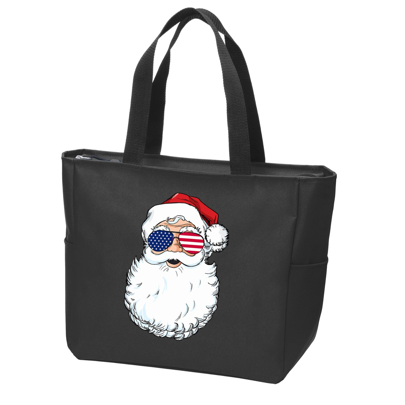 Santa Claus Patriotic USA Sunglasses Christmas In July Santa Zip Tote Bag