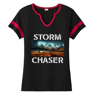 Storm Chaser Picture Extreme Weather Meteorologist Ladies Halftime Notch Neck Tee