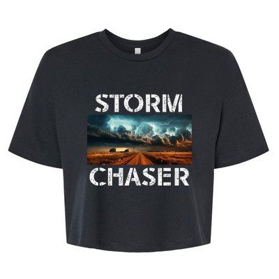 Storm Chaser Picture Extreme Weather Meteorologist Bella+Canvas Jersey Crop Tee