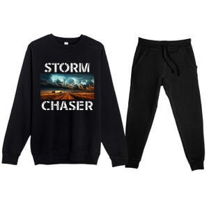 Storm Chaser Picture Extreme Weather Meteorologist Premium Crewneck Sweatsuit Set