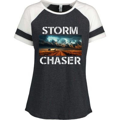 Storm Chaser Picture Extreme Weather Meteorologist Enza Ladies Jersey Colorblock Tee